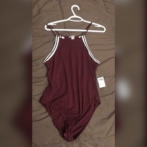 Deep red body suit